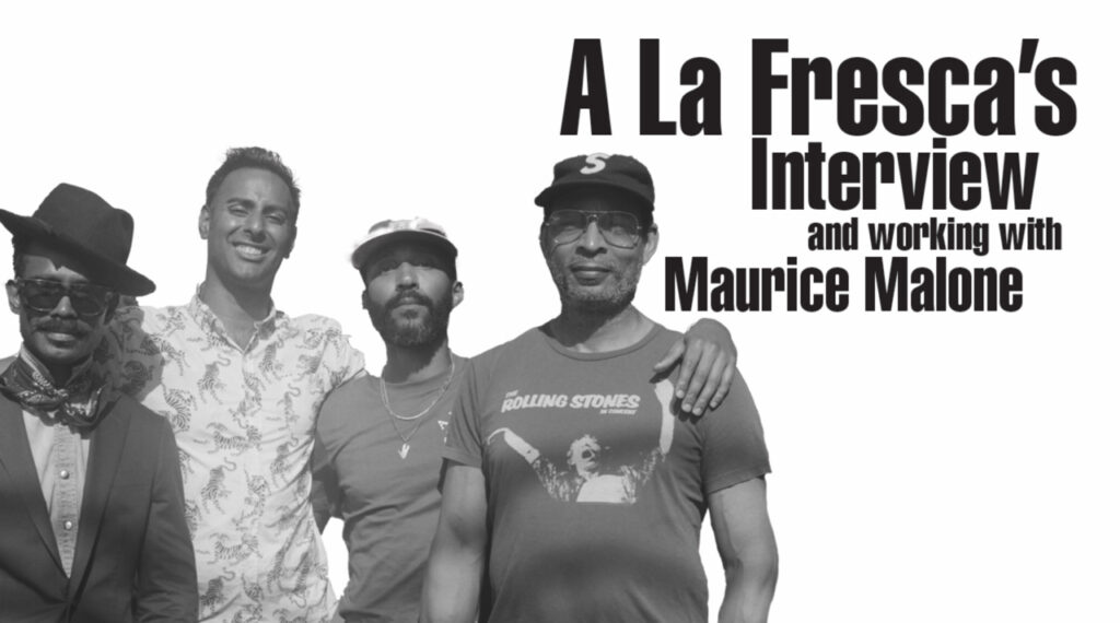 Video production company A La Fresca's Interview and working with designer Maurice Malone. From left to right, pictured in the photo: Carlyle Hanson, Vinny Anand, Ronald Austin Jr., and Maurice Malone.