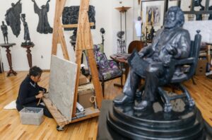 Vinnie Bagwell works in her studio in Yonkers, N.Y.