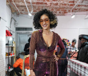 Brooklyn Monroe wearing a piece from her collection